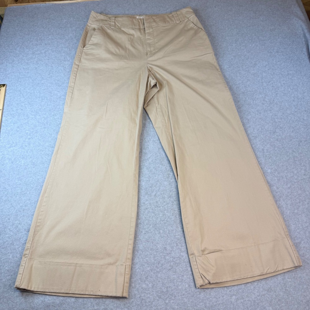 A New Day Womens Khaki Tan Wide Leg Chino Pants Size 12 Stretch High Rise